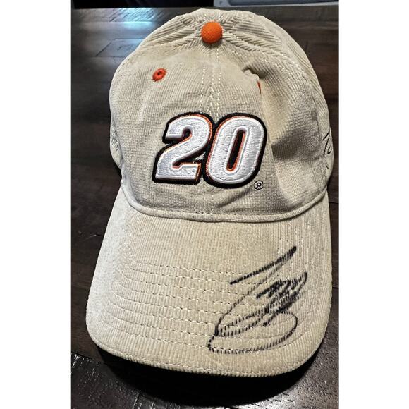 Tony Stewart Autographed Hat Cap Beige Corduroy #20 Racing Nascar - Picture 1 of 8